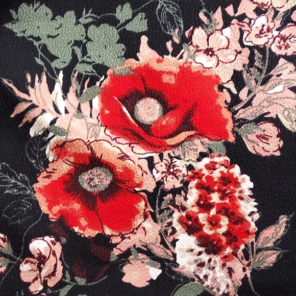 Unique Vintage Smak Parlour Black Multicolor Floral Bow Long Sleeve Mini Dress M - Picture 6 of 9